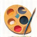 Icon representing an artist's palette and paintbrush
