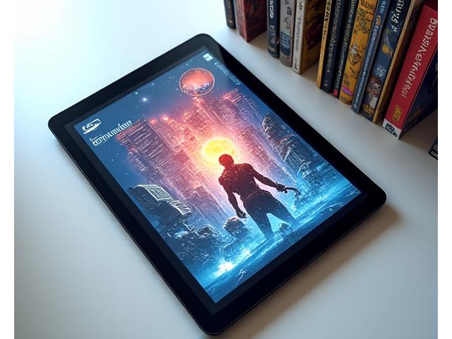 Stacked digital comics and a tablet showing a comic page, symbolizing exclusive access