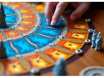 A close-up shot of an intricately designed board game from Pixel Hearth Studios, featuring custom miniatures and detailed game pieces on a table ready for play.