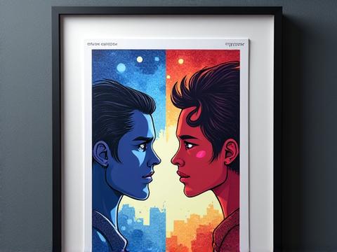 A stunning, signed giclée print titled 'Cosmic Convergence' by artist Jin-woo Park, depicting two characters from different Pixel Hearth comic universes meeting, showcased with intricate detail.